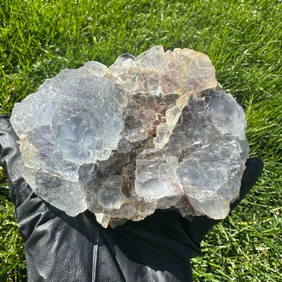 Rare Natural Blue Stepped Fluorite Crystal Cluster